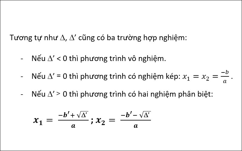 Các trường hợp nghiệm của Delta' (∆') 